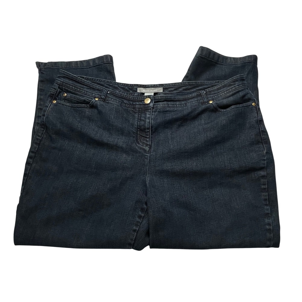 Ellen Tracy Jeans Women 18 Blue Dark Wash Straight Leg Mid Rise Denim Pants